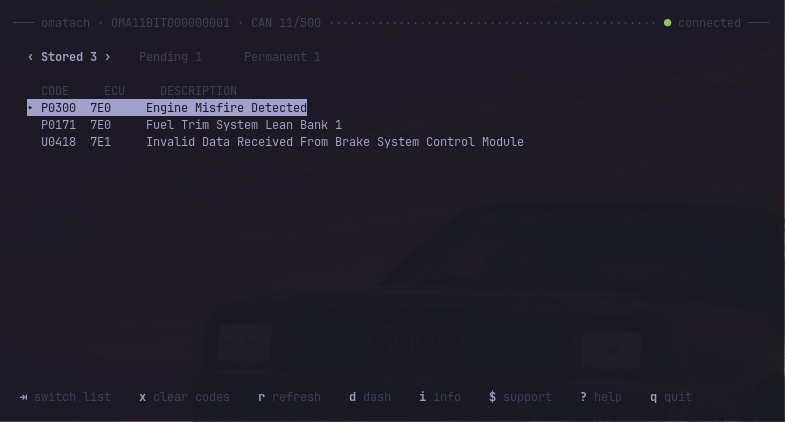 Omatach trouble codes